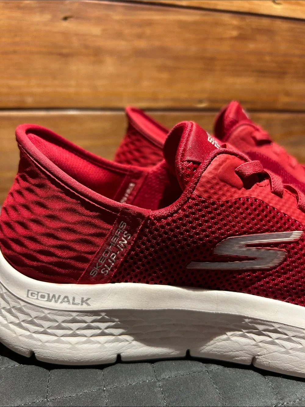Skechers Red Mesh GOWalk Slip-On‎ Trainer